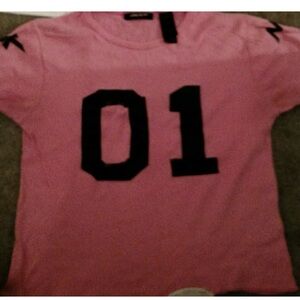 VINTAGE Ladies DKNY Pink and Black Jersey Style Tee